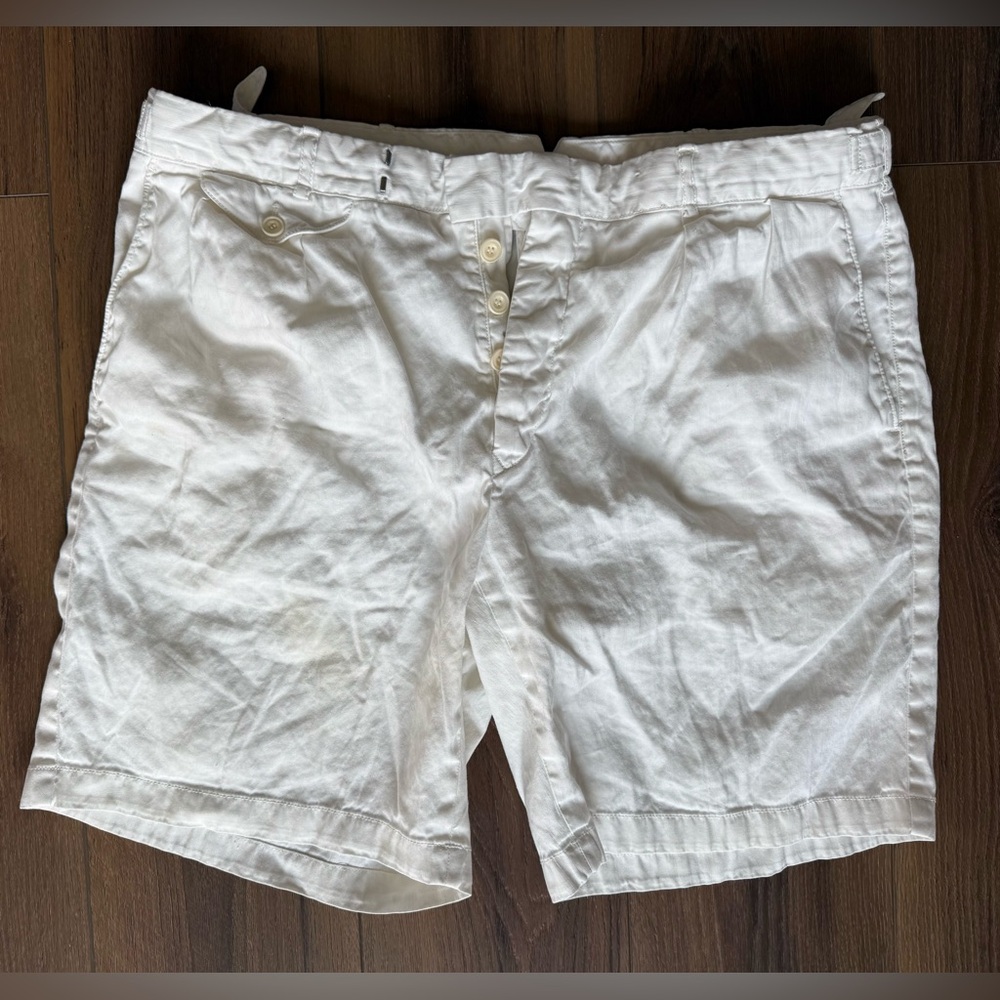 Vintage Polo Ralph Lauren Bleecker Linen Blend Pleated Shorts Sz 38 Button Fly